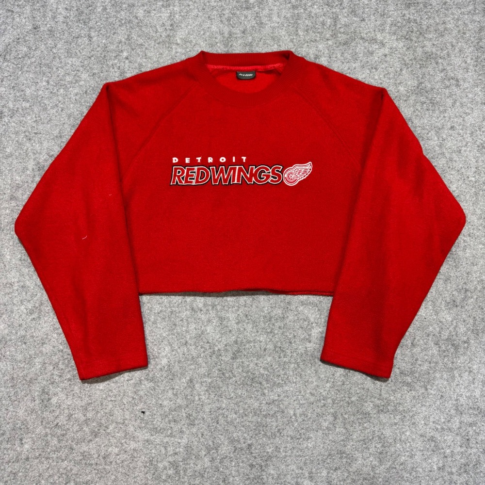 Pro Edge Detroit Red Wings Cropped Sweatshirt Red Fleece Raglan Women L/XL